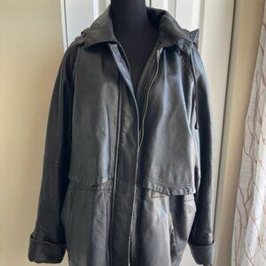 Like New Phase Two Hooded Insulated Leather Jacket with Zip Out Liner Size 2XL
